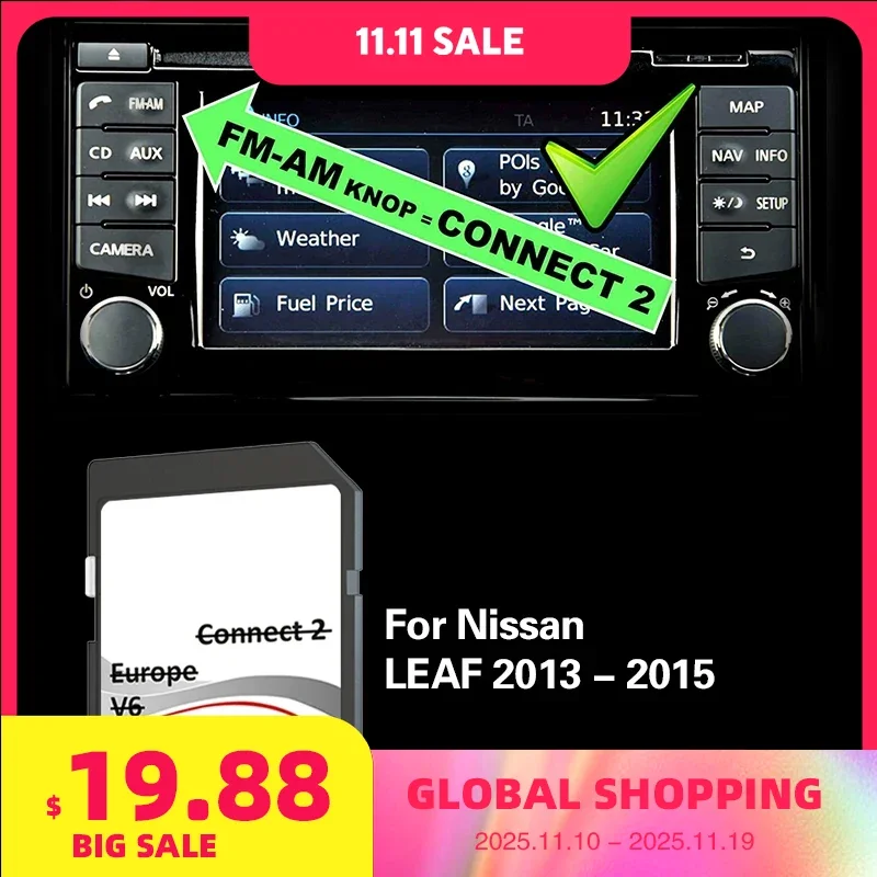 

for Nissan LEAF 2013 - 2015 Connect2 Sat Nav GPS Europe UK SD C2V6 Map Navigation Card
