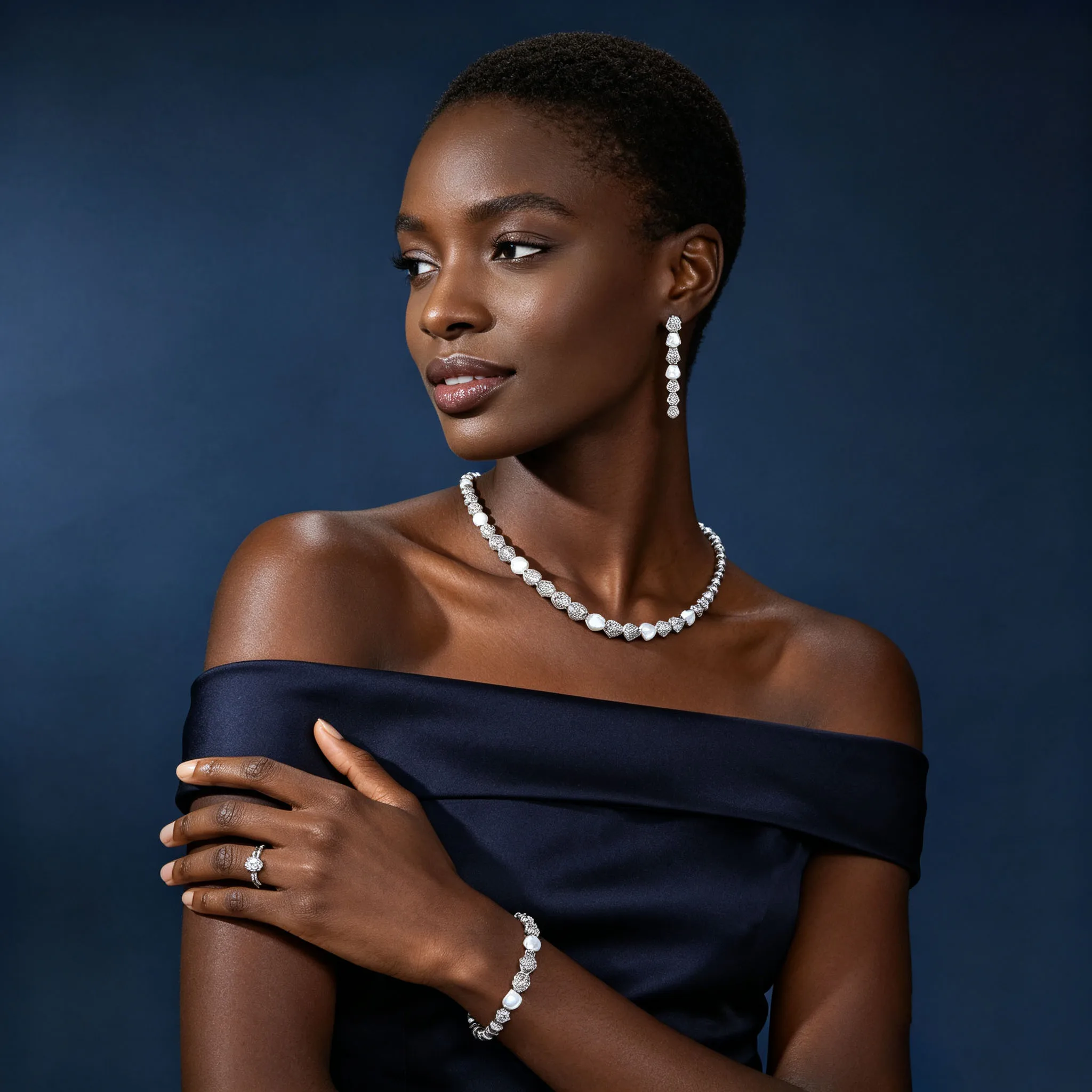 HIBRIDE Popular New Everyday Jewelry Set Necklace Earrings and Bracelet Suitable for Women Wedding Bridal Event Gift S-1307