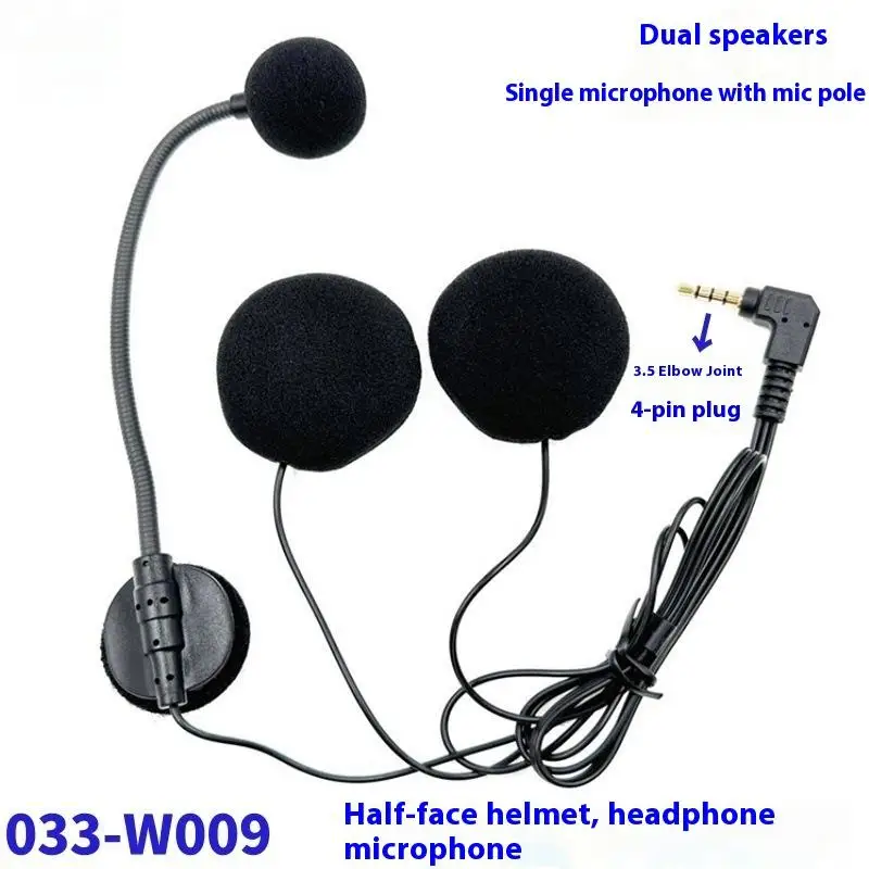1Pcs Motorcycle Helmets Headsets Intercom Microphone 3.5mm Straight Head Helmets Headsets Mic Build-in 32Ω Double Speaker