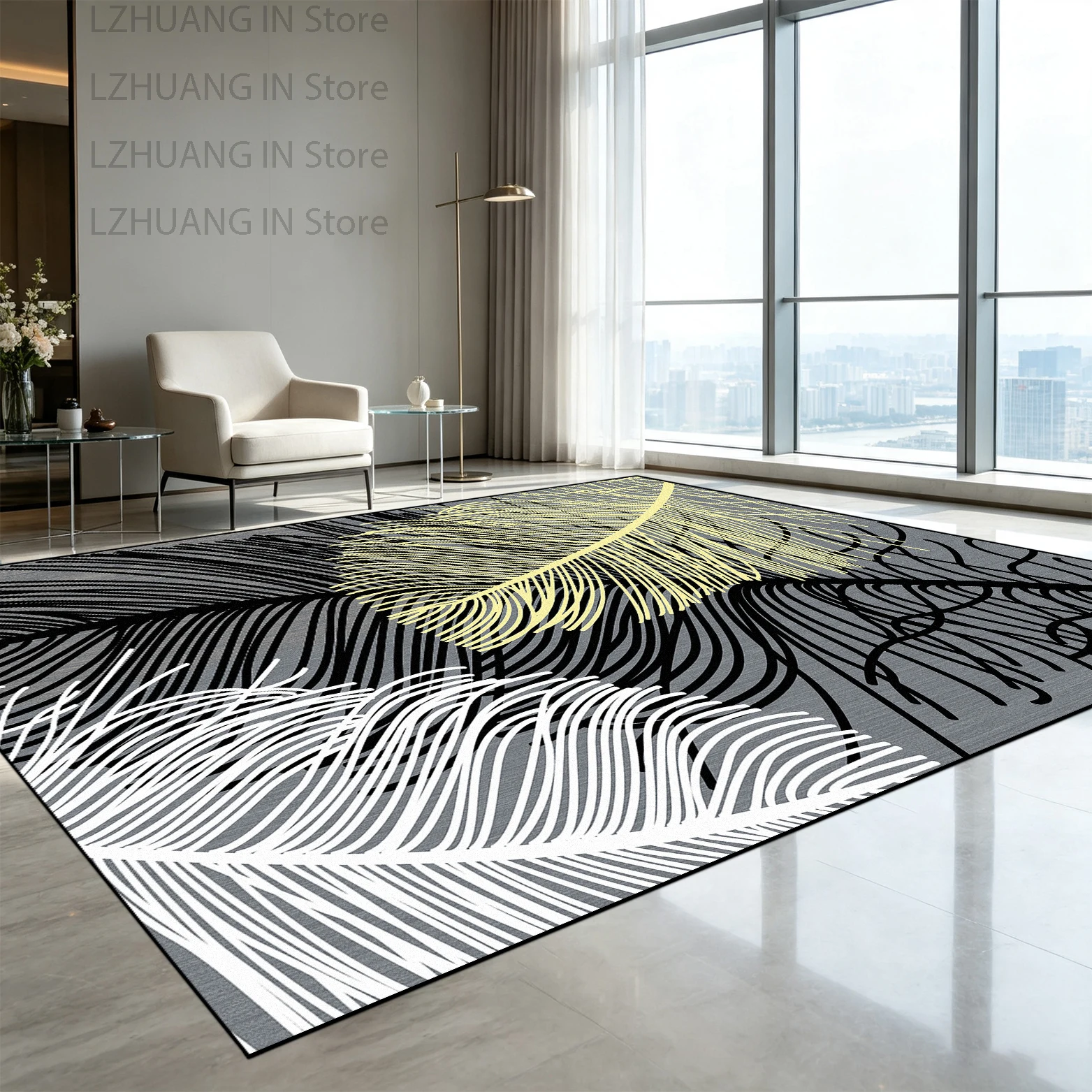 Nordic Light Luxury Feather Living Room Carpet Soft Fluffy Entrance Door Mat Easy Cleaning Machine Washable Coffee Tables Mat