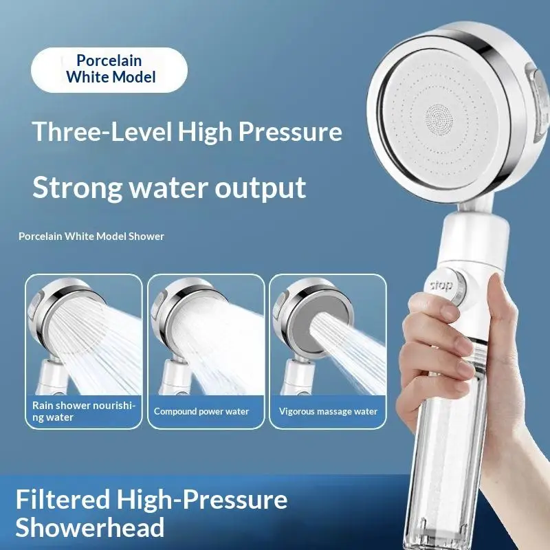 High Pressure Handheld Shower Head 3 Mode Water Saving Filter Purifying Bathroom Sprinkler