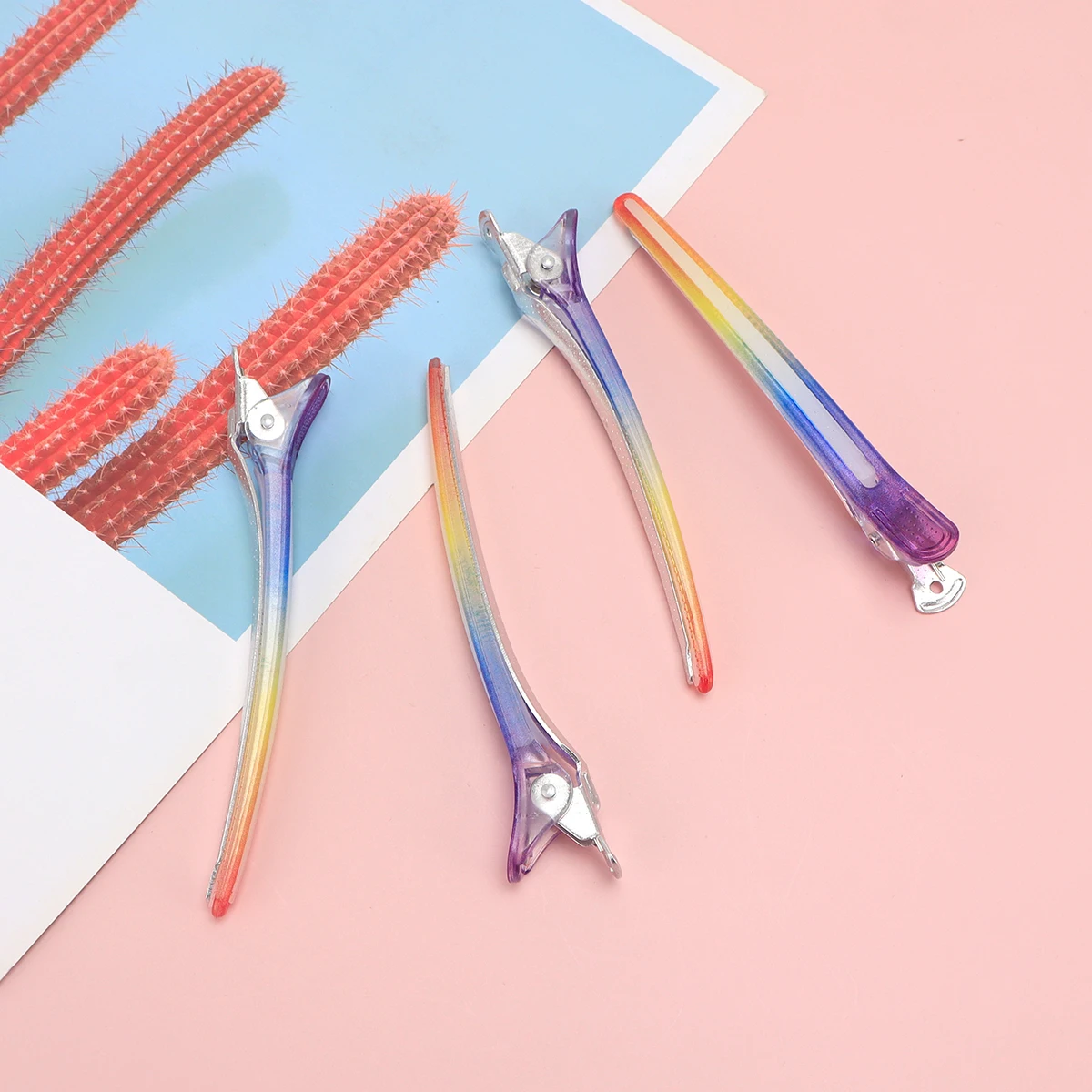 4/6/10/12 قطعة المهنية تصفيف الشعر دبابيس قوس قزح الألوان تقسيم قطع مقاطع الشعر مقاطع الشعر الحلاق أدوات التصميم