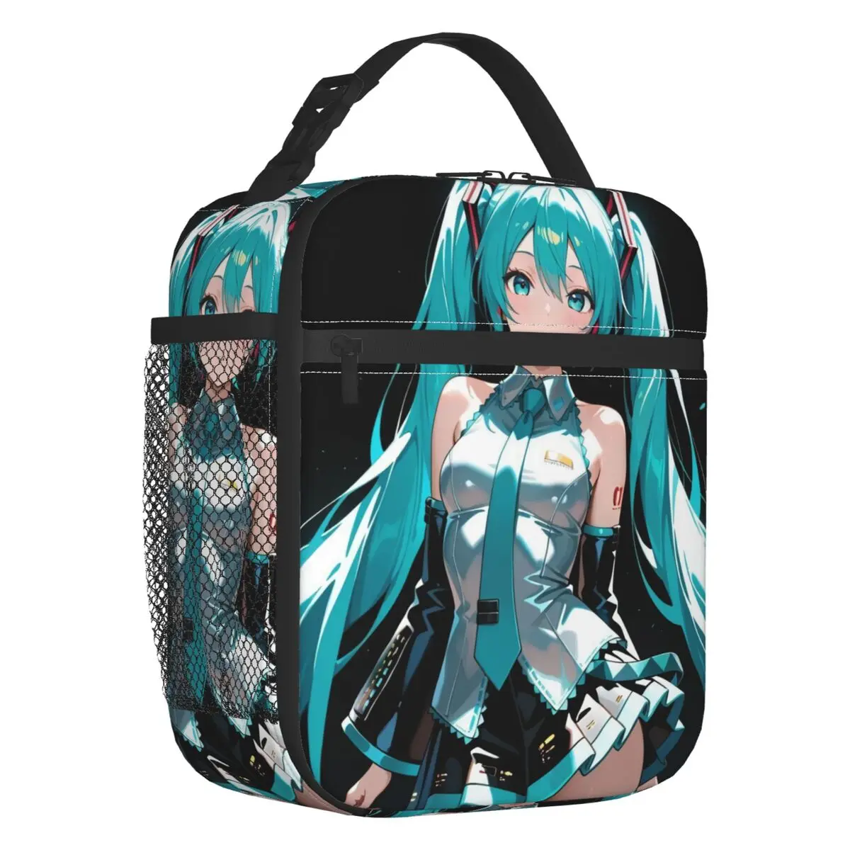 カスタムハツネミク-vocaloid-ロックアニメ断熱ランチバッグ屋外ピクニック用防水クーラーサーマルランチボックスユニセックス