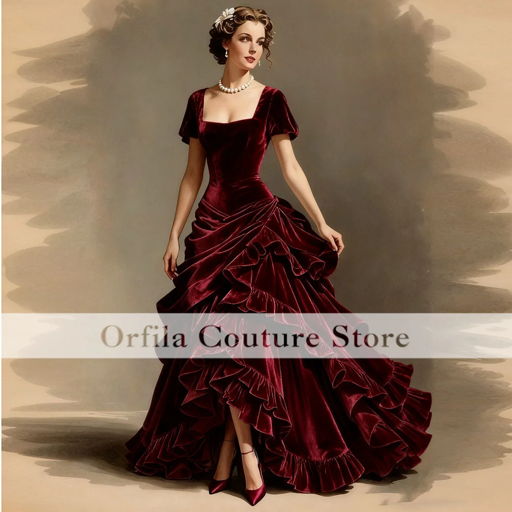 Customized Burgundy Medieval Ball Prom Gowns Vintage Off Shoulder Pleated Long Renaissance Evening Dress Gowns