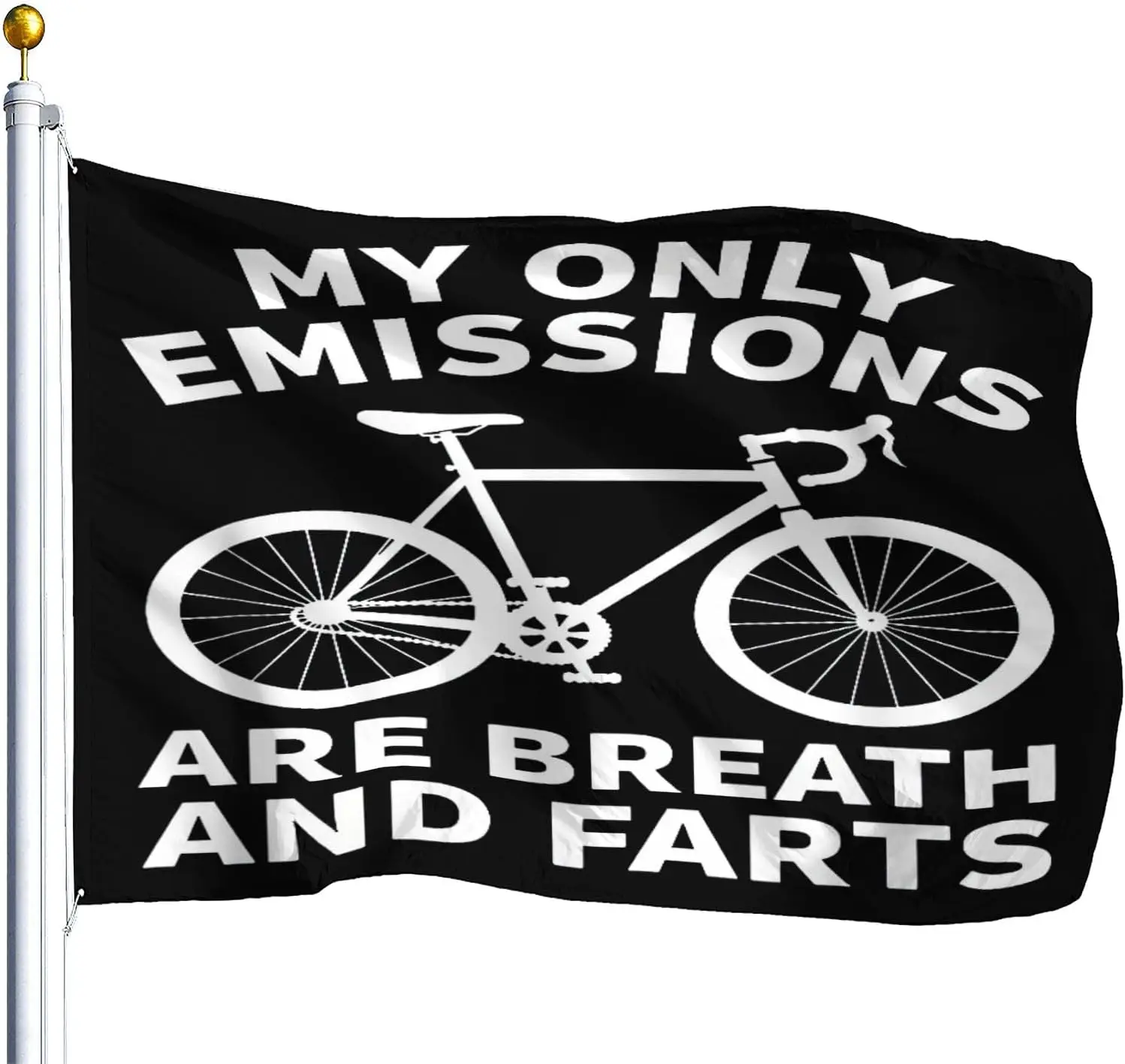 Flagicts 100% Polyester Cyclist Zero CO2 Emissions Breath Farts Carbon Joke Flag