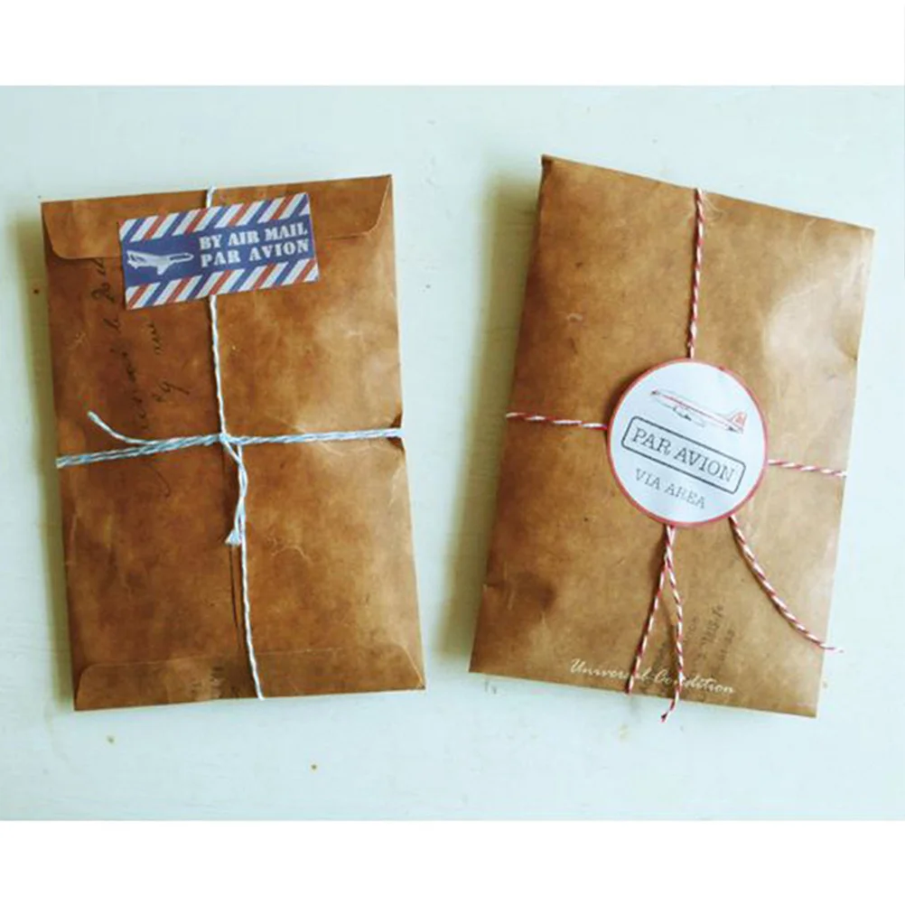 100 Stuks Zegellak Kraftpapier Enveloppen 15.5x10.8cm Bruin Retro Stijl Klassieke Brief Patroon Postkaart Foto opslag Enveloppen