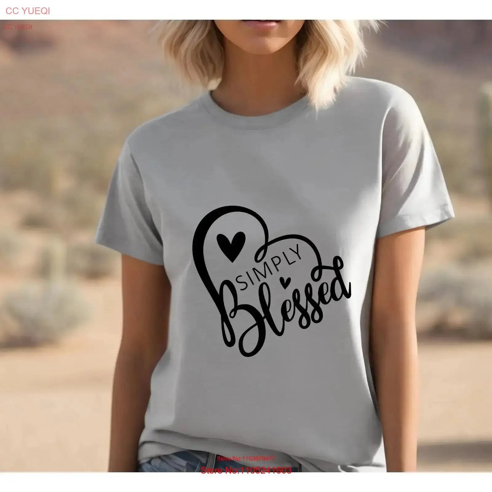 Simply Blessed T Shirt Christian Quote God Believer Motivational Heart vintage Washed streetwear Breathable designer clothes