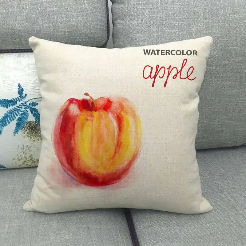 Watercolor Fruit Linen Throw Pillow Case Tropical Apple Linen Pillowcase 40x40 Sofa Bed Garden Chair Pillow Cover Home Decor