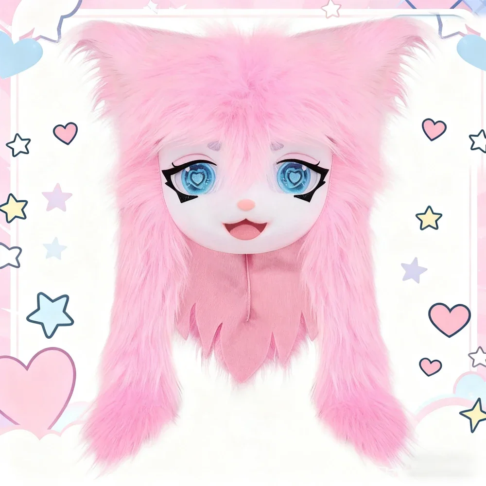 

Kigurumi Style Animal Head Mask Enhanced Design - Adorable Lolita Cat Ear Plush Wearable Fursuit Cosplay Complete Set for Events