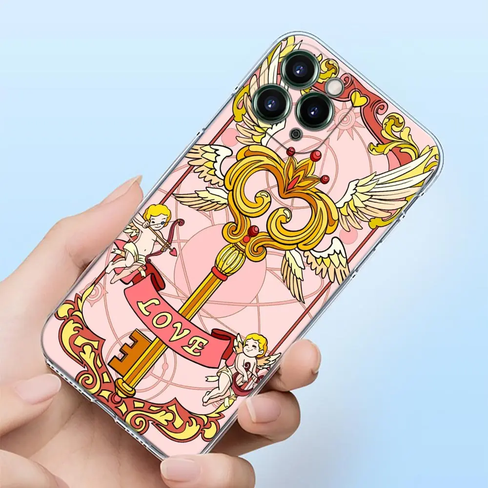 أنيمي فتاة بطاقة الآسر ساكورا سيليكون قضية الهاتف ، غطاء شفاف ، حافظة هاتف آيفون 14 ، 13 ، 12 ، 11 ، 15 برو ماكس ، ميني ، 6 ، 7 ، 8 Plus ، XS ، SE