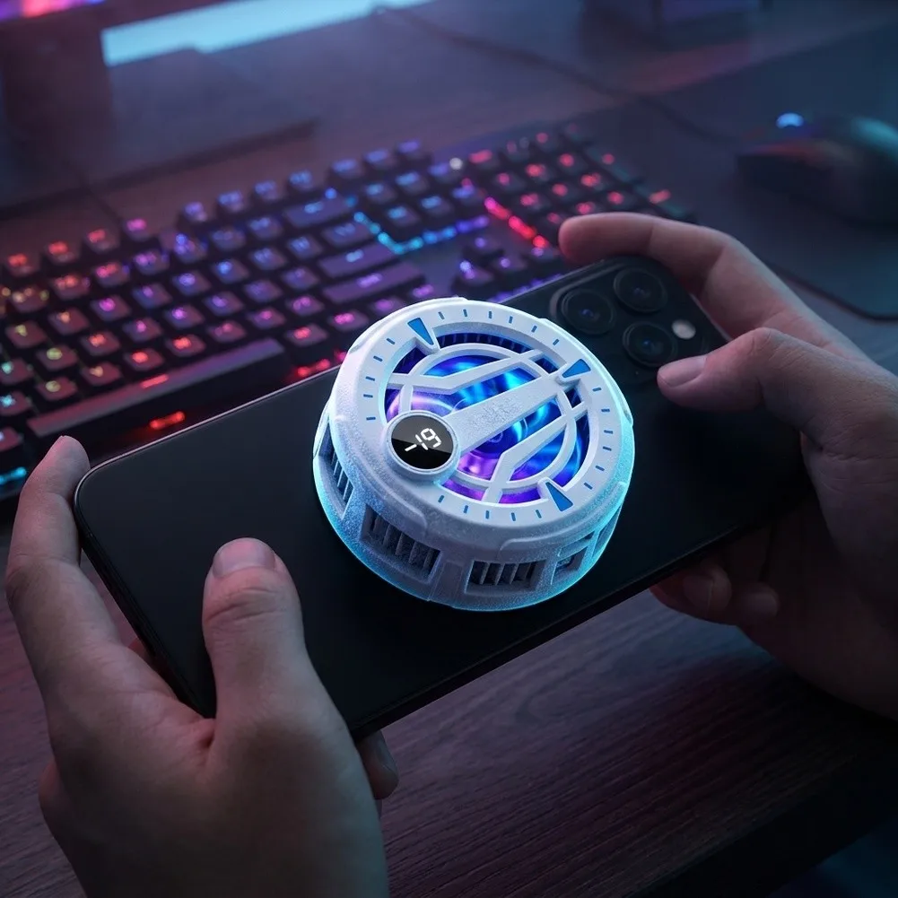 AI-Integrated Magnetic Phone Cooler for Thermal Regulation During Gaming 5100 RPM Fan with Stable Airflow Pattern