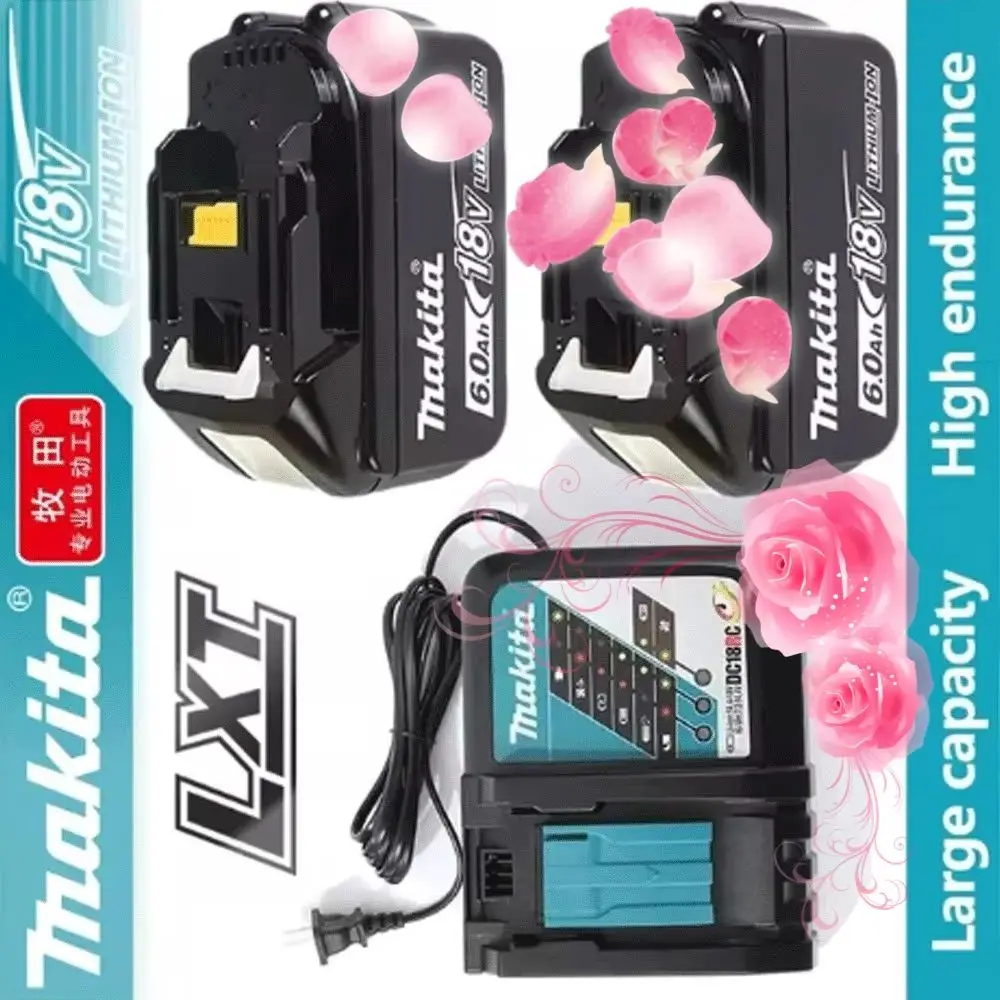 

upgraded version 6Ah for Makita 18V Battery BL1830B BL1850B BL1850 BL1840 BL1860 BL1815 Replacement Lithium Battery +charger
