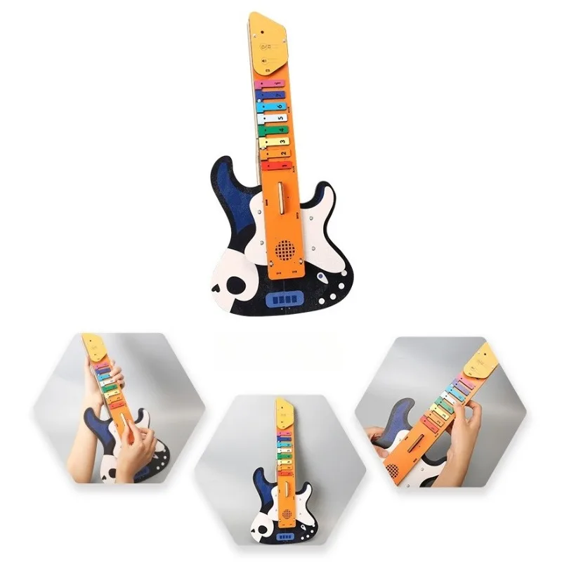 مجموعة جيتار كهربائي بدون أوتار DIY للأطفال، لعبة تعليمية بتقنية العلوم، ألعاب موسيقية مطبوعة بالأشعة فوق البنفسجية مثالية لطلاب المدارس