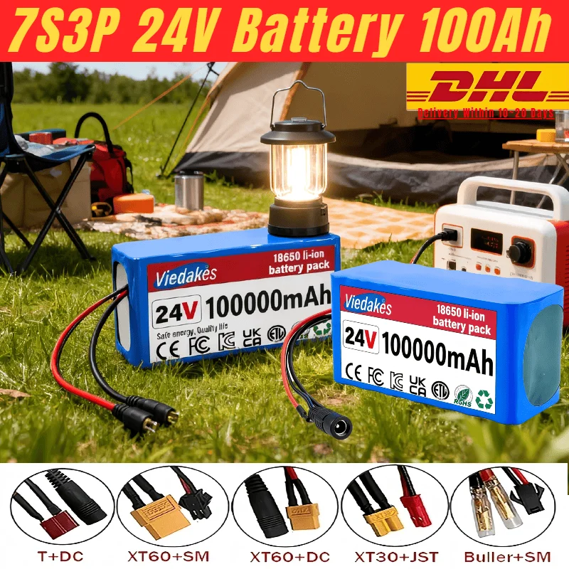 

Professional 24V 10Ah Lithium Battery 7S3P Pack with BMS, for Electric Tools, Scooter, Lawn Mower, Vacuum Cleaner, LED Light