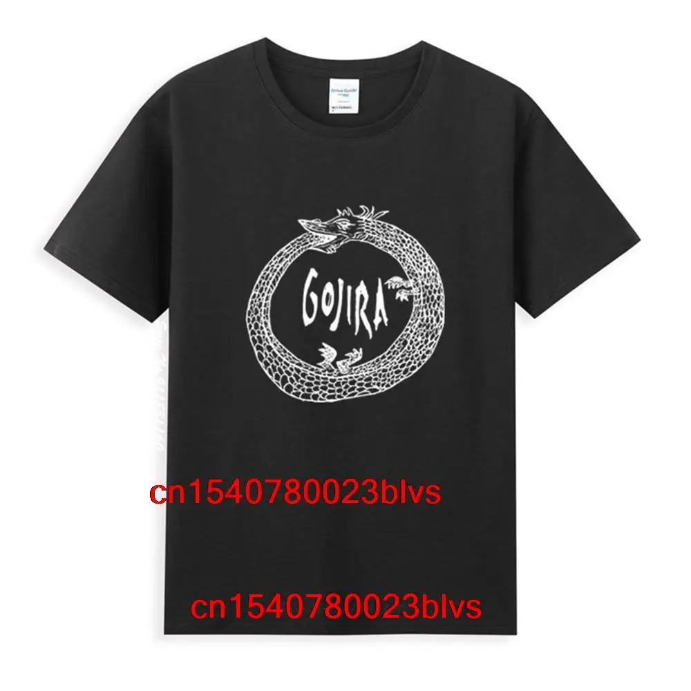 

Gojira Death Metal Dragon White Logo Classic Black T-Shirt Newest Summer Men's Short Sleeve Popular Tees Shirt Tops Novel Unise