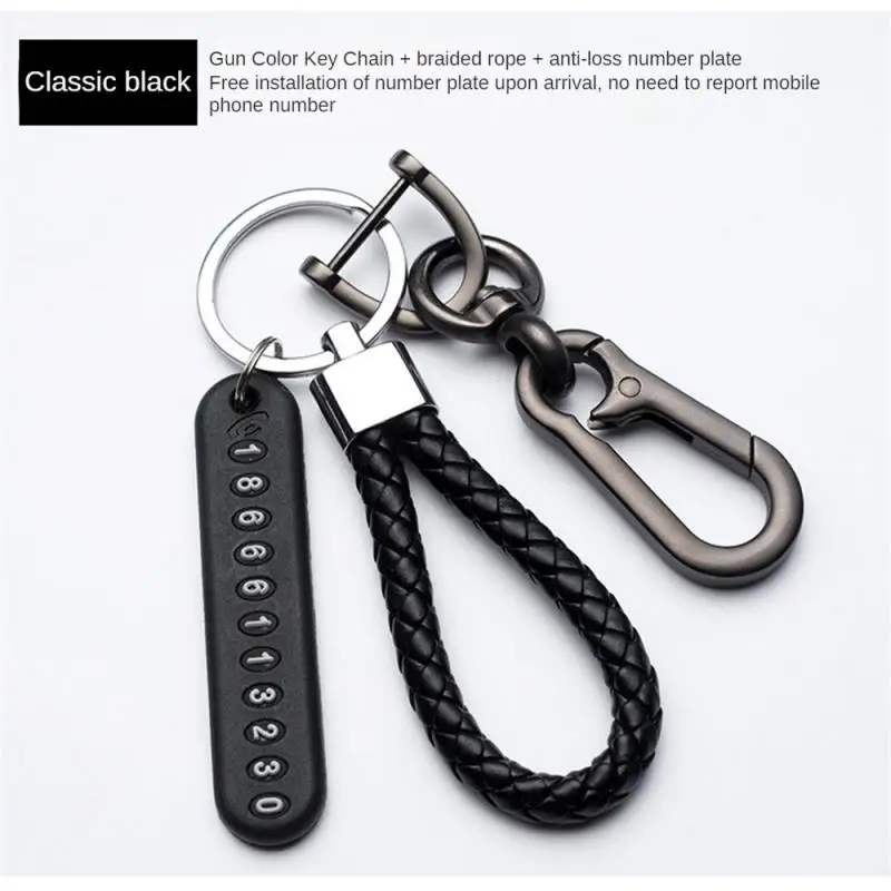 Anti-Lost Car Key Pendant Split Rings Keychain Phone Number Card Keyring Auto Vehicle Lobster Clasp Key Chain Car Accessories