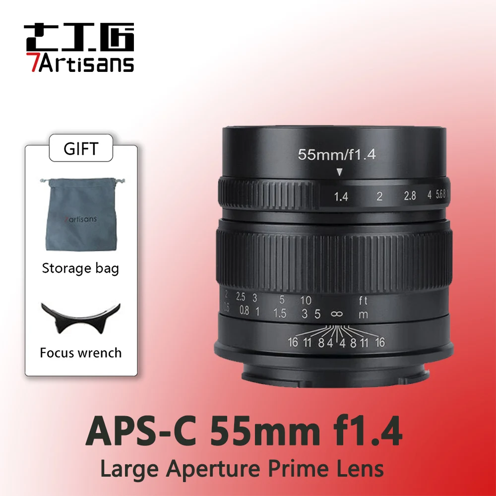 

7artisans 7 artisans 55mm F1.4 MF Large Aperture Portrait Prime Lens Compatible with Sony E Canon EOS-M FujiX Micro 4/3 mount