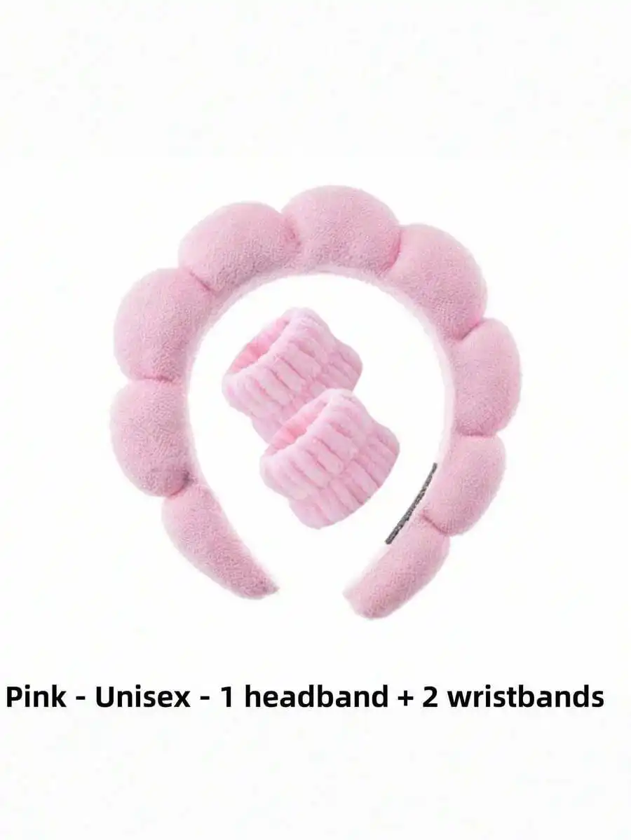 2/3pcs Sponge Headband Wristband Yoga Running Skincare Moisture-Absorbing Headband Facial Cleansing Sports Neutral Fitness