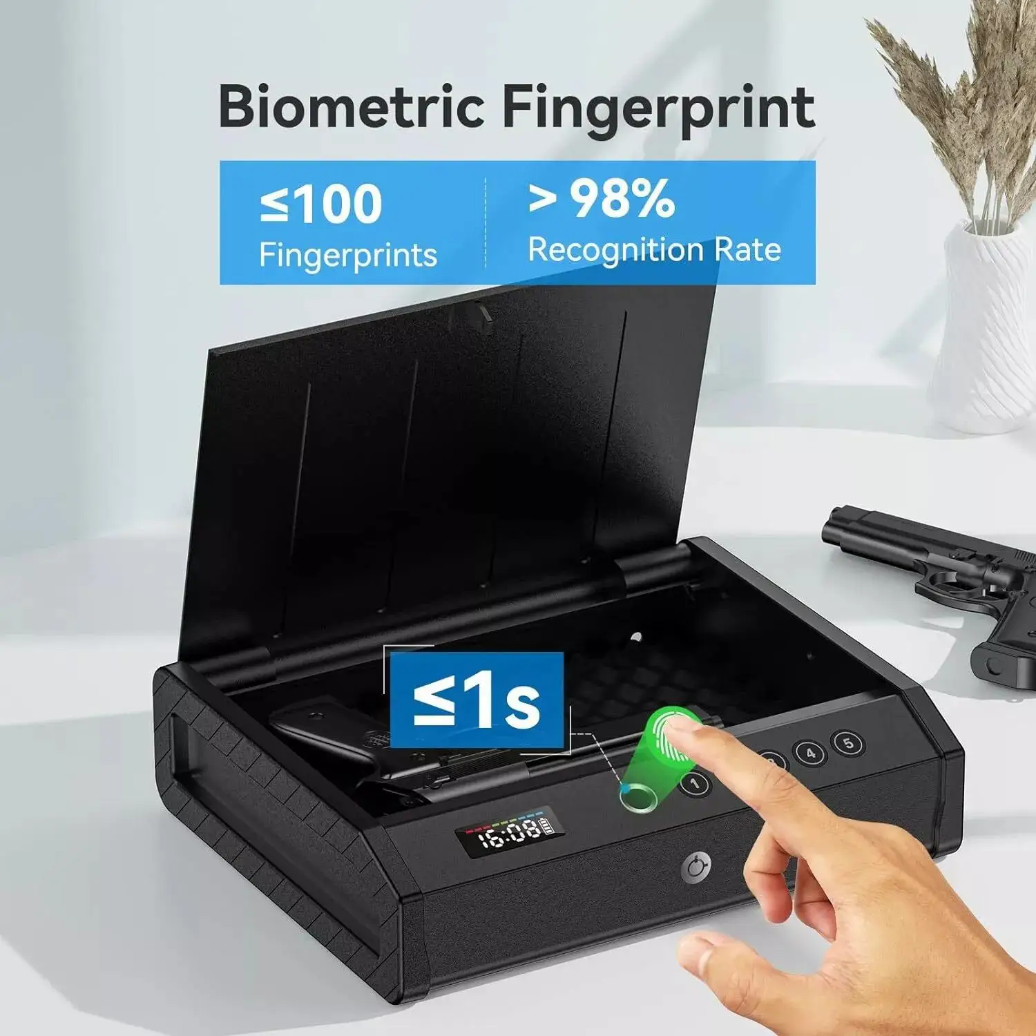 With screen display, anti-theft fingerprint password, safe, anti-drop car valuables, pistol, insurance, gun case, self-defense .