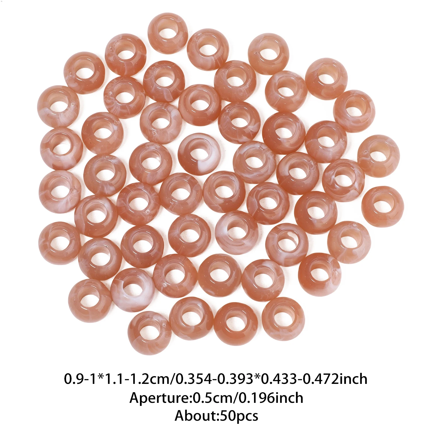 50 Stück bunte, runde Acryl-Abstandshalterperlen mit großem Loch für die Herstellung von Schmuck, Halsketten, Armbändern, Kleidungsaccessoires und Bastelarbeiten. – Detail 11