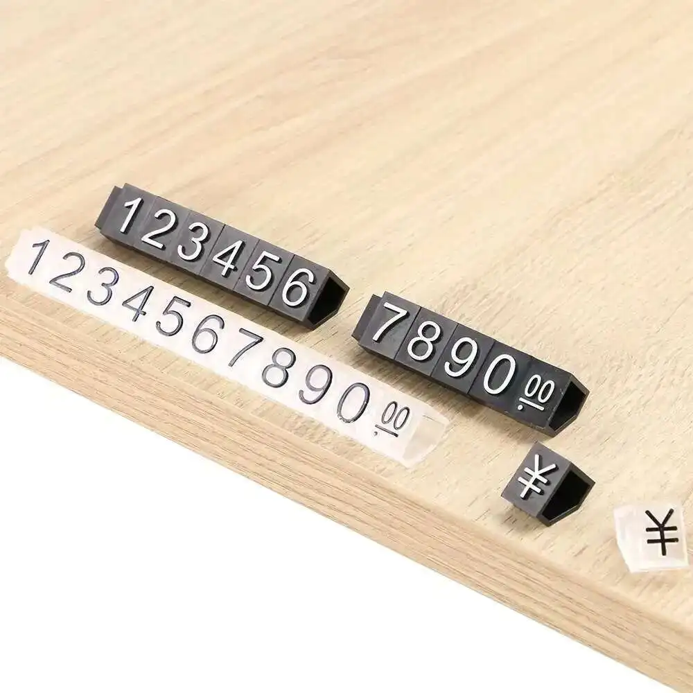 50pcs Plastic Large Combined Rmb Number Digit Cubes Stick Clothes Phone Jewelry Showcase Shelf Top Price Sign Label Tag Stand