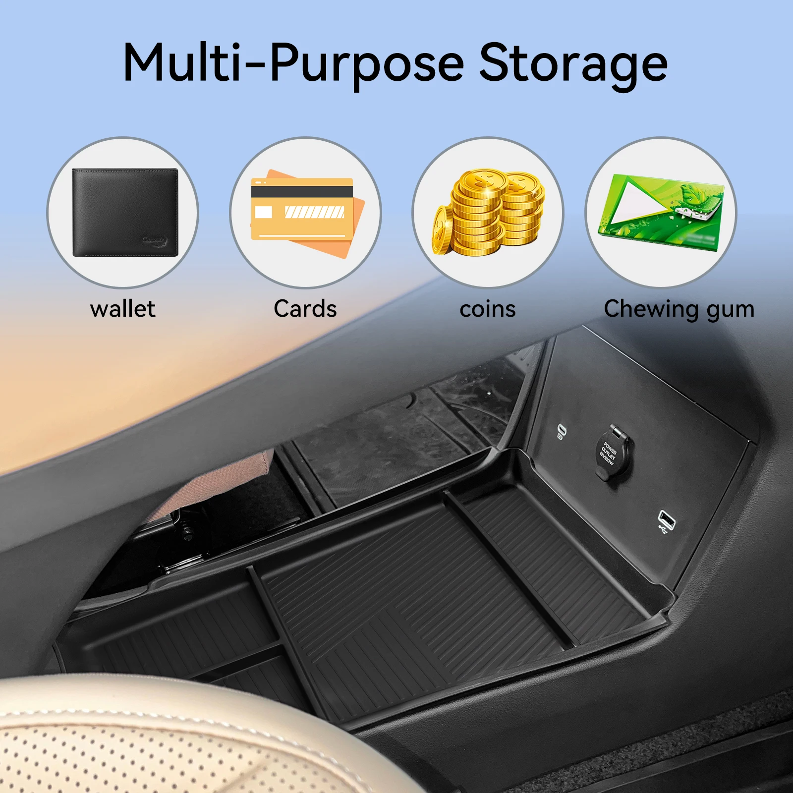 Linker Konsolen-Aufbewahrungsbox für Geely EX5 EM-i 2025 2026 (Nicht für EV) Auto Mittlerer Unterer Ablagefach TPE Organizer Zubehör – Detail 6