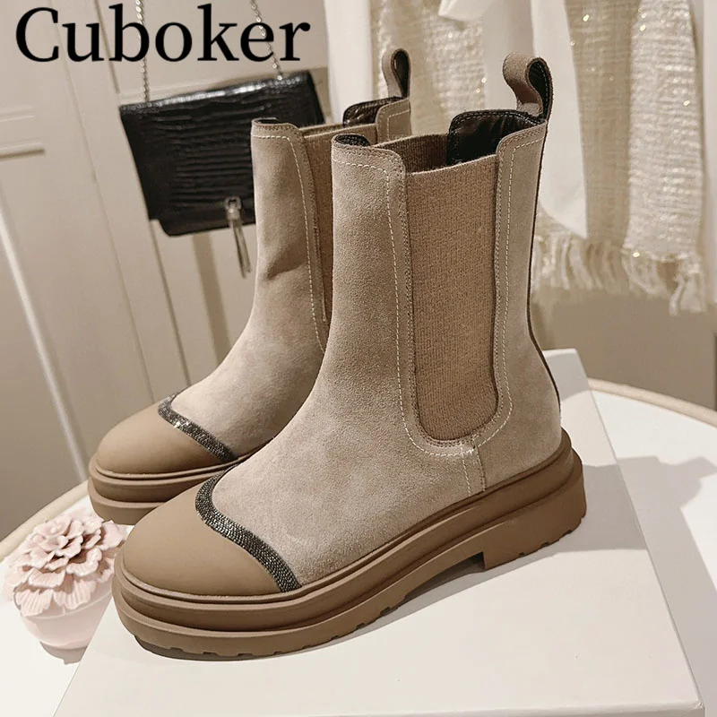 

New Style Autumn Winter Boots Brand Designer Suede Women Ankle Boots Chunky Heels Female Fashion Boots Short Boots for Women