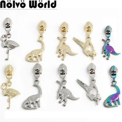 5/30/100PCS Flamingo/Brachiosaurus Shape 5# Nylon Metal Zipper Slider For Luggage Clothing Bags Sewing Zipper Head Accessories