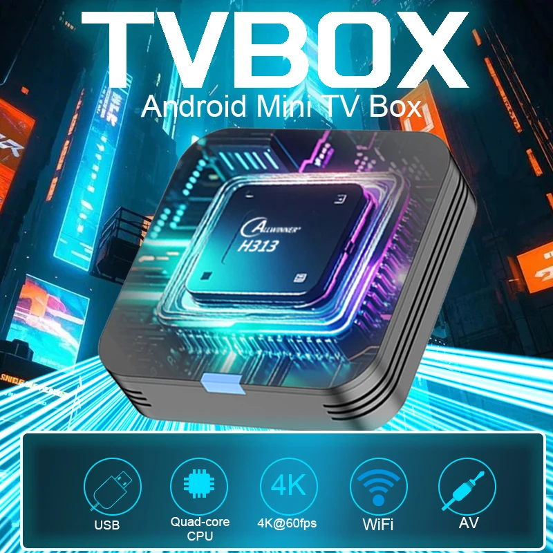 Wudung TV Box 2GB 16GB Storage USB HD 2.4G Wifi 4K HDR Set Top Box Super Mini Portable Video Movice TV Channel Media Player