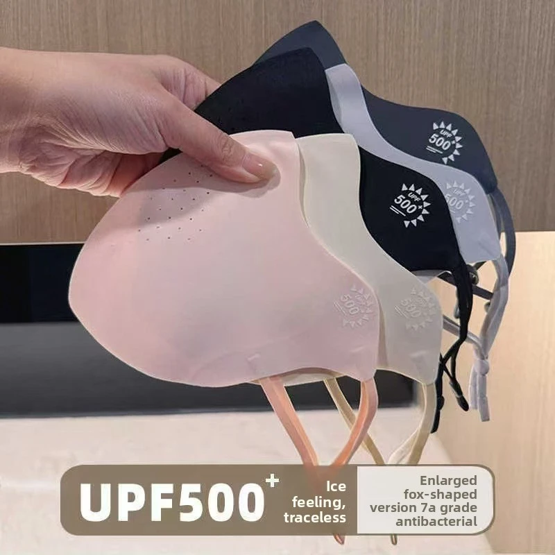 2026 Damen Eisseide Sonnenschutzmaske UPF50+ UV-Schutz Kühlende Gesichtsbedeckung Großes Fuchs-Design Augenschutz Atmungsaktiv Sommer Outdoor