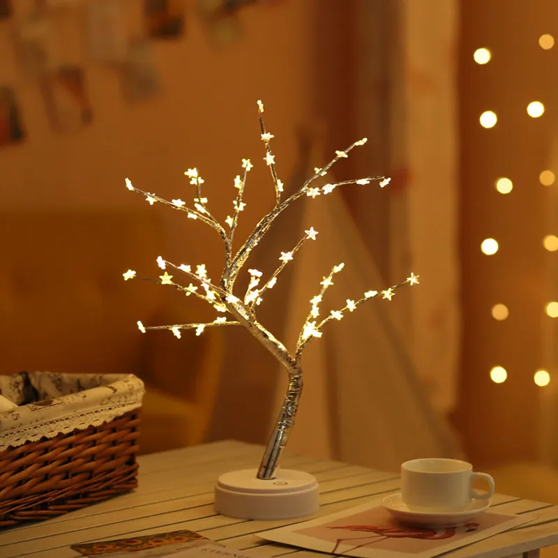

ZK20 Светодиодная настольная лампа Cherry Blossom USB Пульт дистанционного управления для настольной комнаты Прикроватная тумбочка Спальня Отель Магазин Домашний фестиваль Декор Дерево Свет