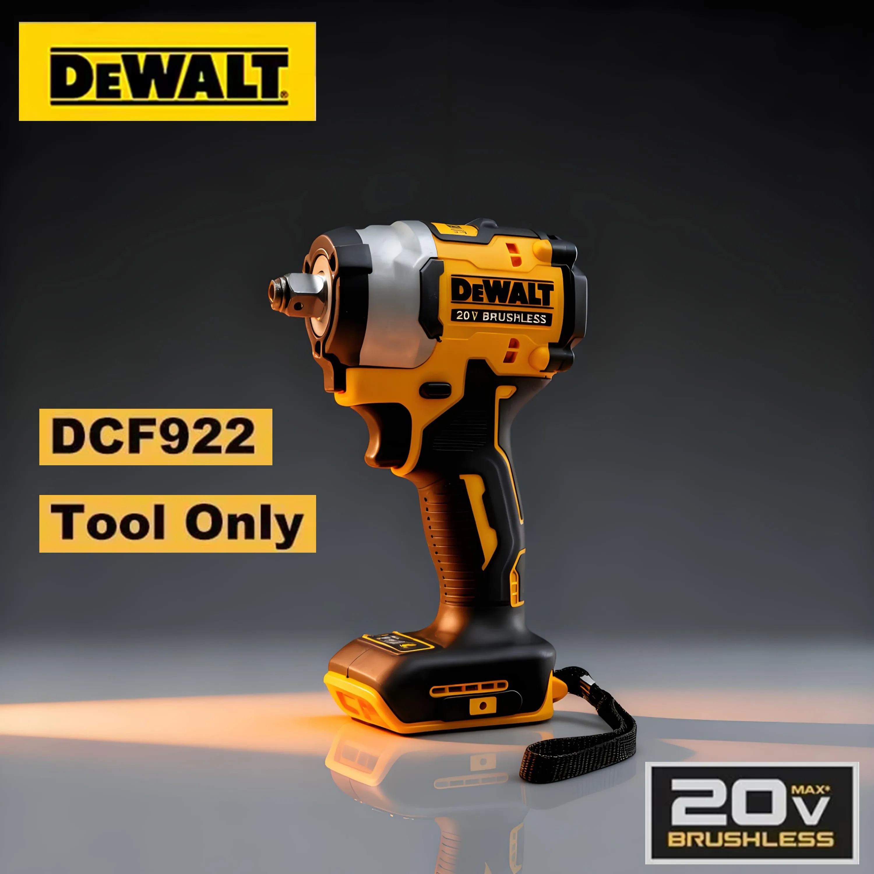 

20V Wireless Impact Wrench Rechargeable High Torque 205Nm(Reverse) 1/2" 2500 PRM Universal DCF922 Power Tools for Dewalt