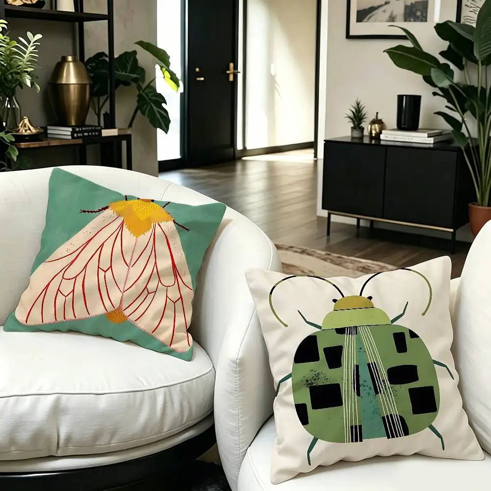 Butterfly Wall Art Ladybug Tiger Moth Beetle Feather Lucky Dragon pillow cover sofa cushion cover home room decoration children