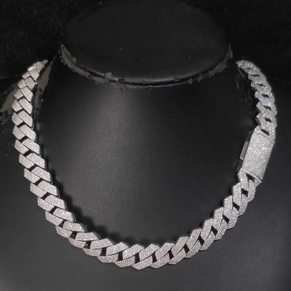 15mm 4 Rows CZ iced cuban link chain Box Buckle luxury man hip hop necklace bling full diamond miami cuban link chain Jewelry