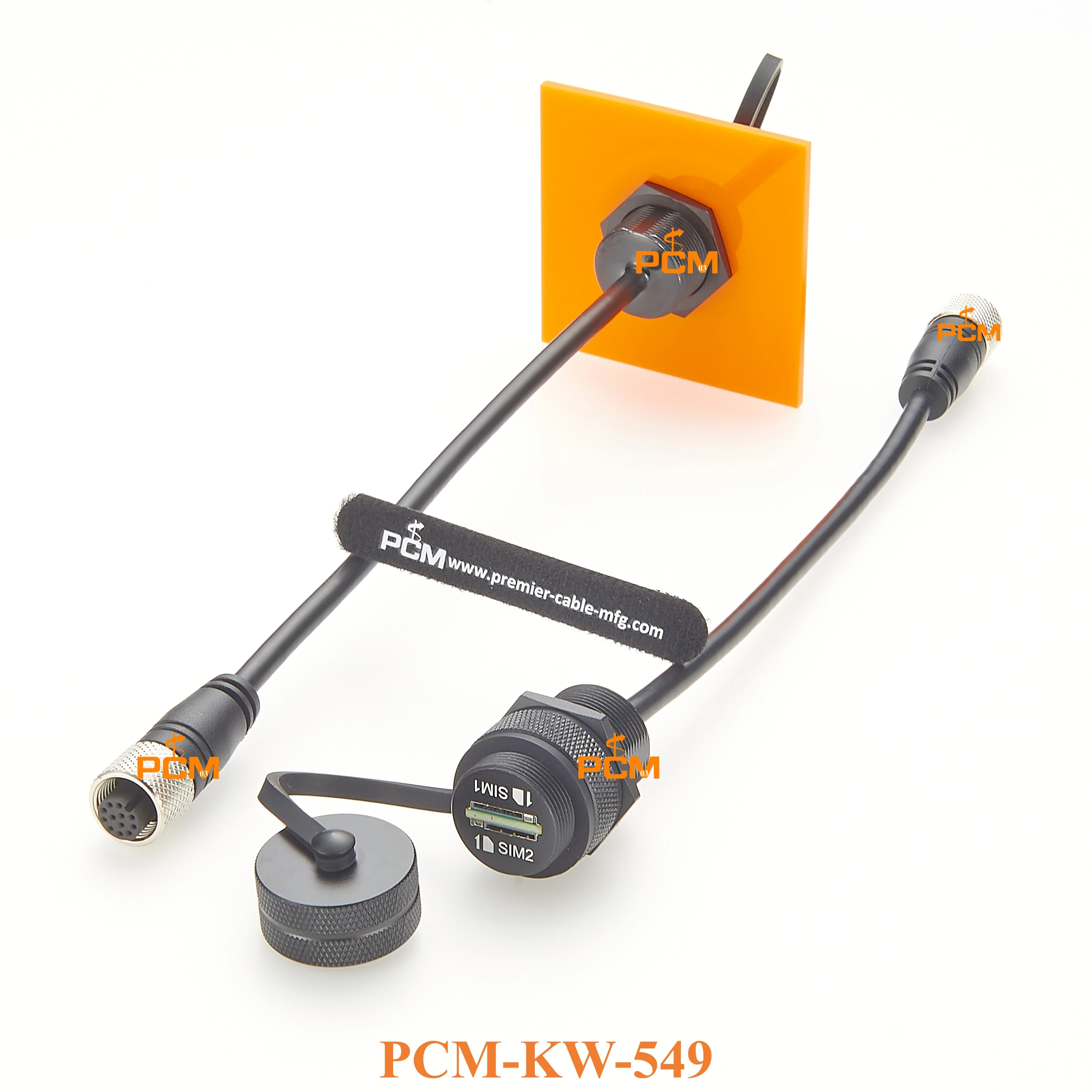 Dual Nano SIM Card Slot Holder to M12 12pin female Connector Adapter IP67 Panel mount Cable for Outdoor Enclosure External Card