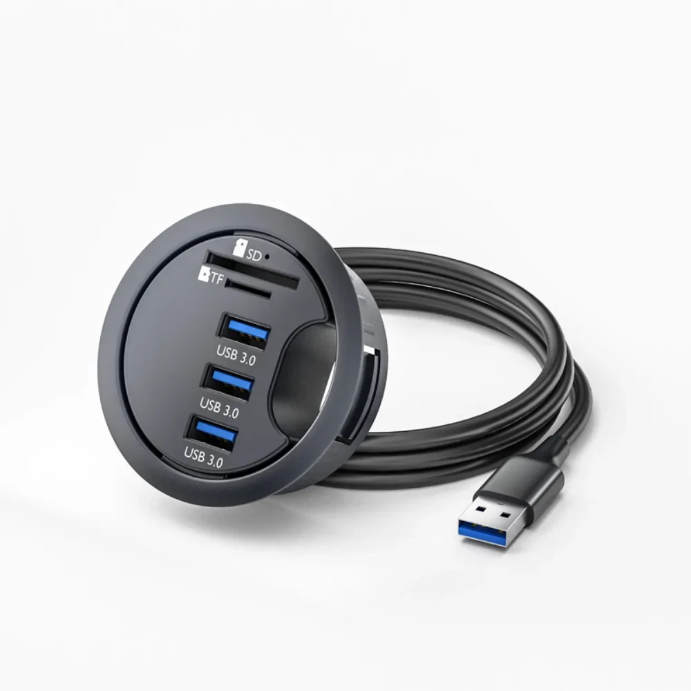 Hub USB 3.0 com transferência rápida de dados, penetração redonda, ampla compatibilidade