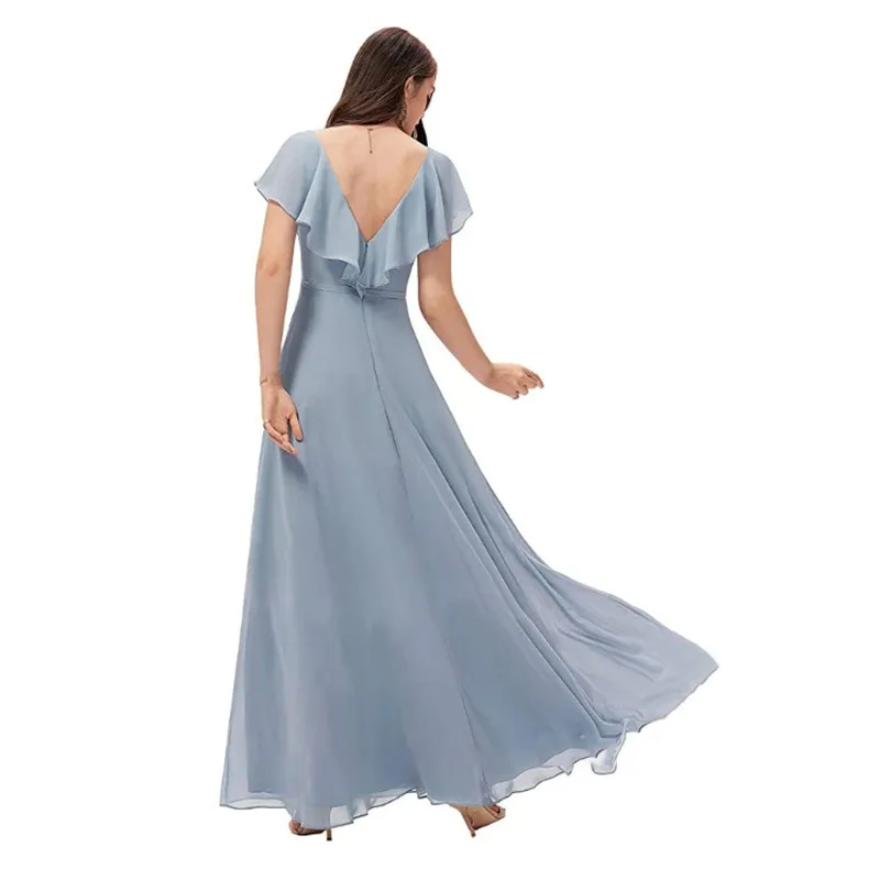 Customized Elegant One-Shoulder A-Line Prom Dress Sleeveless Chiffon High Slit Long Bridesmaid Dresses Wedding Guest Dresses Wom