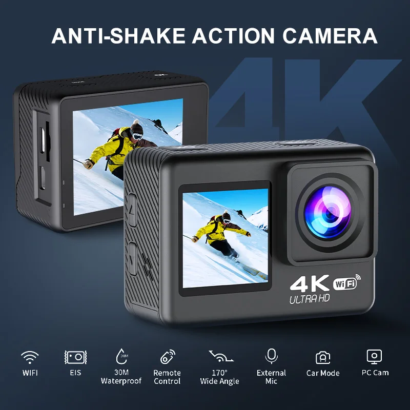 Action Camera 4K60FPS with WiFi Remote 2.0