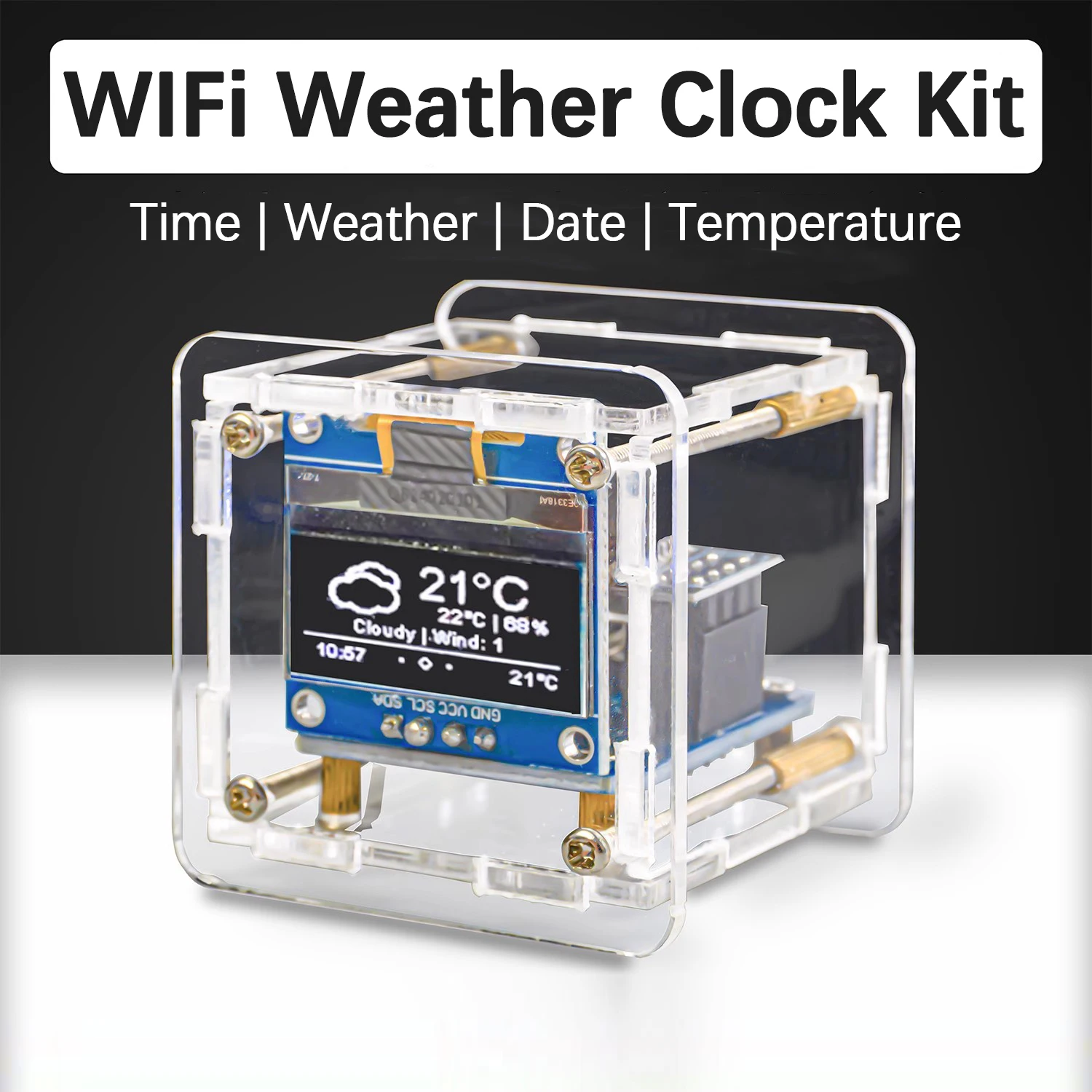 ESP8266 ساعة الطقس لتقوم بها بنفسك عدة واي فاي وحدة إنترنت الأشياء الوقت درجة الحرارة والرطوبة عرض لحام ممارسة جزء فضفاض