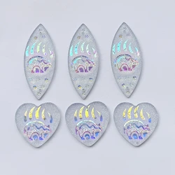 White AB Color 25mm Heart Bear 20*50mm Horse Eye Resin Rhinestone Flat Back Scrapbook diy Jewelry Indigenous earring decoration