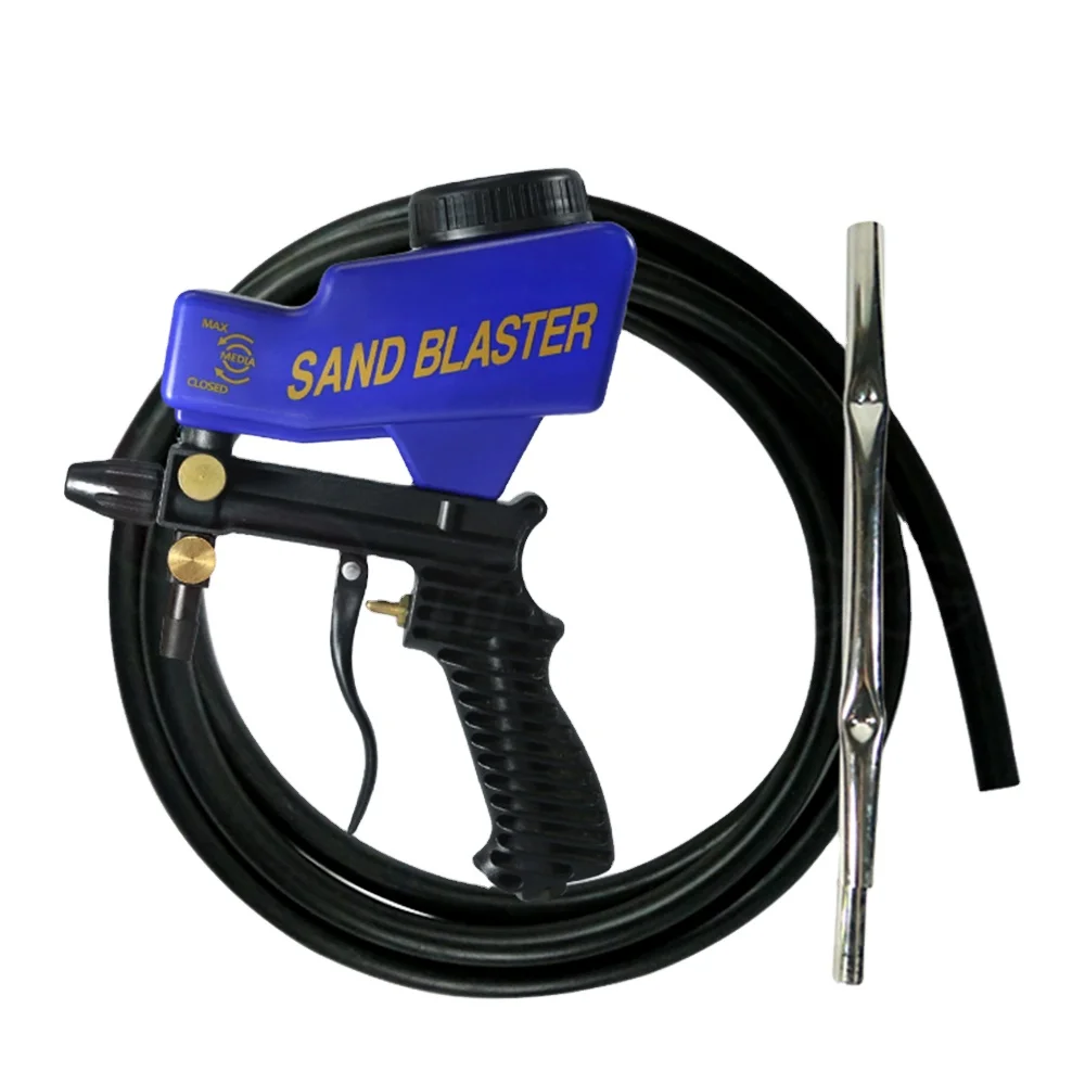 LEMATEC Ceramic Nozzle Sandblasting Gun Gravity Feed With Siphon Feed Sandblaster Gun With Hose For Remove Rust Oil Sodablas