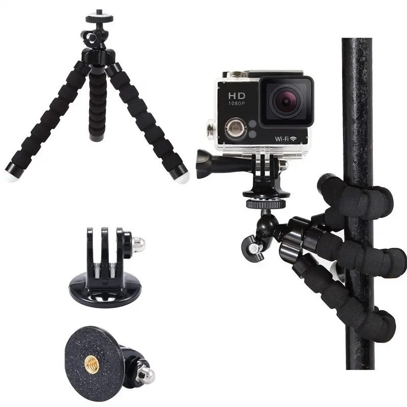 Action Camera Acessórios Kit para Gopro Hero, Head Strap, Wrist Strap, Mount Selfie Stick, Tripé para SJCAM