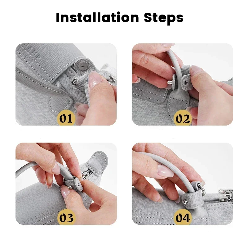 حزام جلدي لحقيبة Longchamp الصغيرة الكتف حزام قابل للتعديل جديد رمادي صغير لكمة خالية تعديل حقيبة الملحقات #3