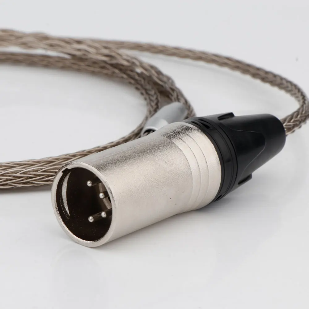 16Core HIFI 4pin occ 2.5 3.5 4.4mm XLR Balanced Earphone Headphone Upgrade Cable Silver Plated With Microphone Stereo Earbud