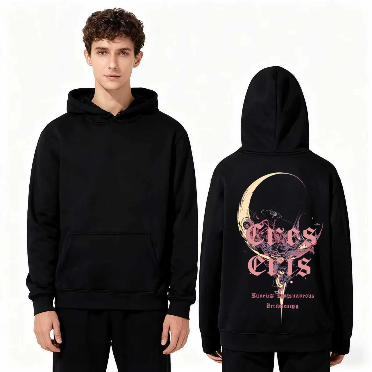 

2025 New 330g Heavyweight Crescent Moon Graphic Print Hoodie Comfortable Casual Unisex Sweatshirt Streetwear For Men And Women