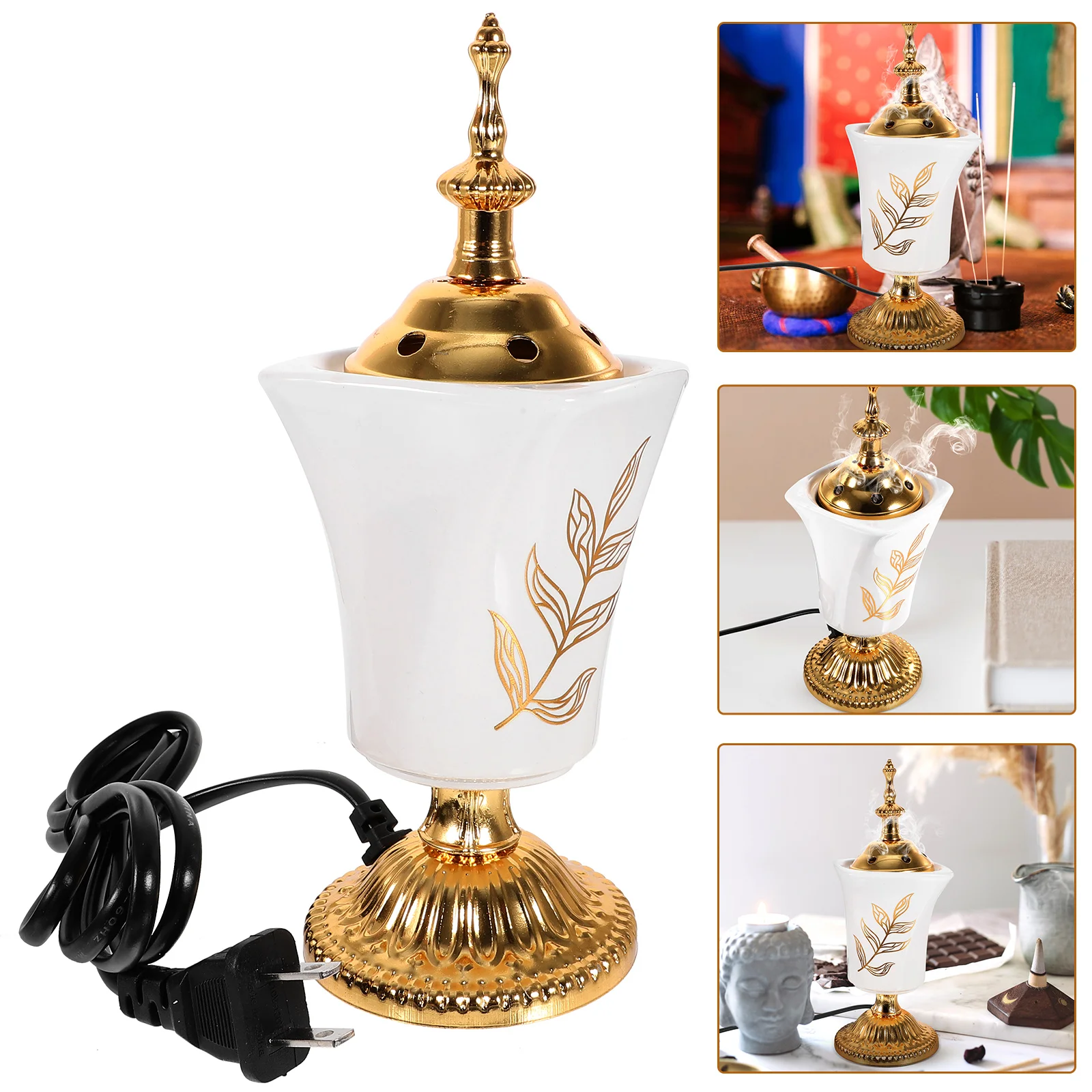 

Plug-in Incense Burner Retro Vintage Electric Aroma Holder Ceramics Censer Office