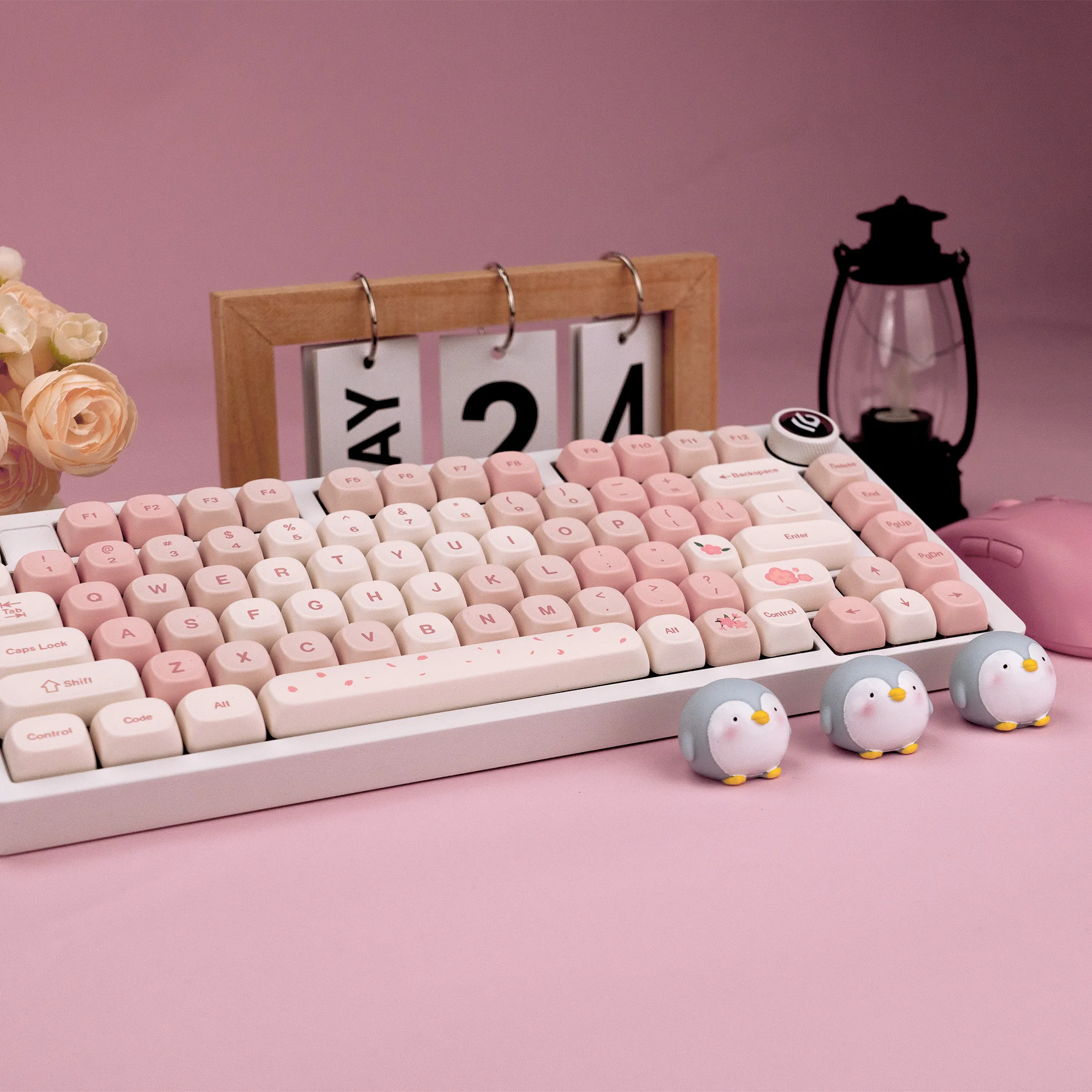 XVX Sakura 143-Key MOA Profile Dye-Sub PBT Keycap Set Pink Girl Keycaps Gift for Gaming Mechanical Keyboard