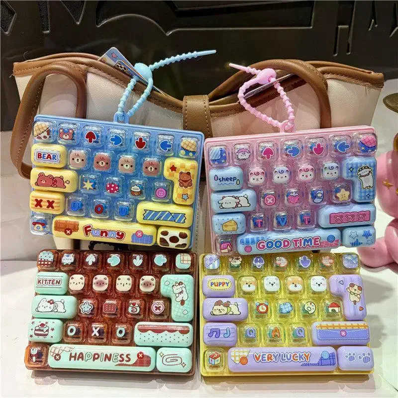 26 Key Fidget Button Keychain Funny Decompression Toy Durable Bag Hanging Ornament for Student Prizes