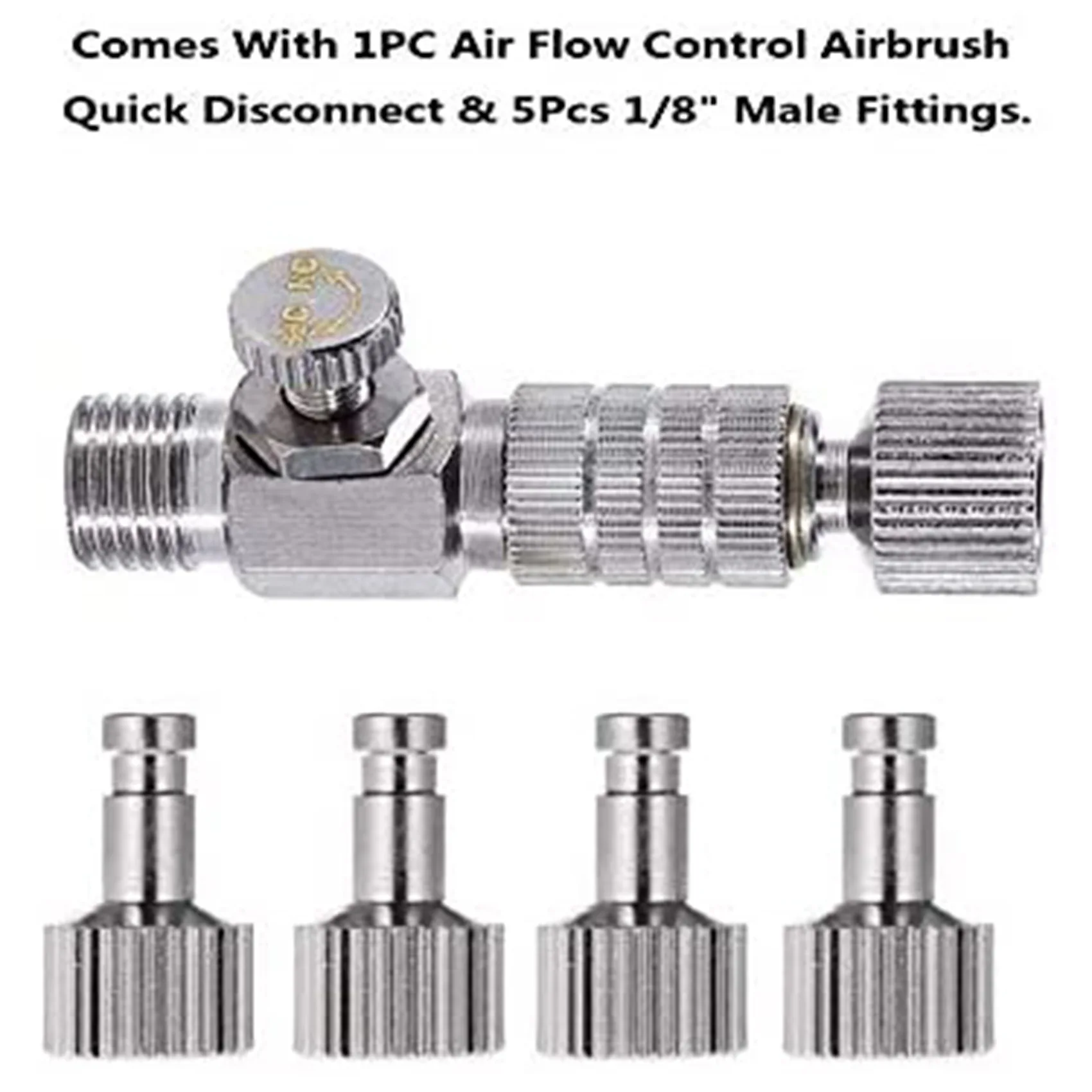 Airbrush Nozzle Needle Nozzle Cap Kit with Wrench Airbrush Replacement Parts and Airbrush Disconnect with 4 Male Fitting