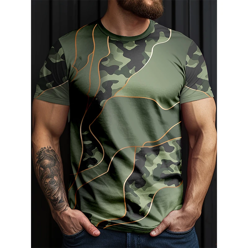 Fashion Camouflage 3D Print T-Shirts Men Women Casual O-Neck Short Sleeve T Shirt Oversized Harajuku Y2k Tops Tees Kids Clothing